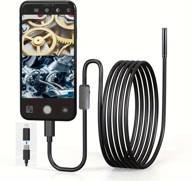 XinFe 2 in 1 Mini-Endoskopkamera mit 8 mm Linse und 8 LED für iOS und Android via USB-C - Bild 1