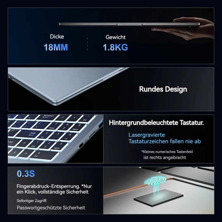 Ninkear N16 Pro Gaming Business Notebook mit 16 Zoll 2.5K 120Hz IPS Display, Intel Core i7-12700H, 16GB RAM, 1TB SSD und Windows 11 - Bild 4