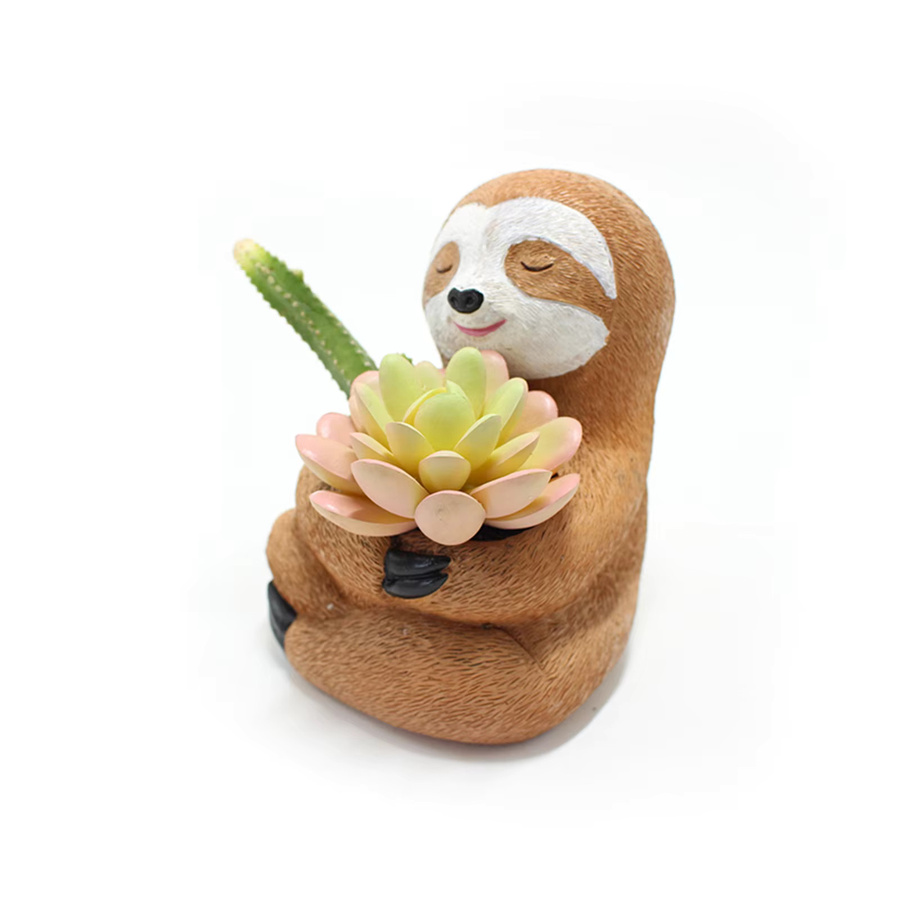 Kreativer Baum-Faultier-Blumentopf von BETTER KEY in Braun und Multicolour aus Kunststoff für dein Zuhause oder den Garten - Bild 2