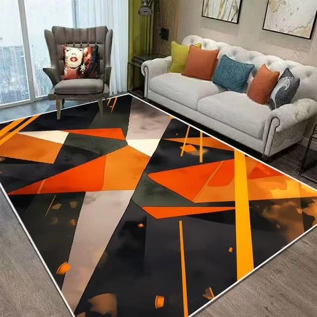 Karpetti Teppich in Orange mit geometrischem nordischem Design, weich und rutschfest, B/T: 60 x 40 cm - Bild 1