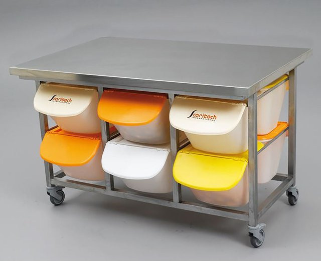 Scaritech Arbeitsstation mit Holzplatte in Grau und Blau, B/H/T: 140 x 90 x 90 cm - Bild 1