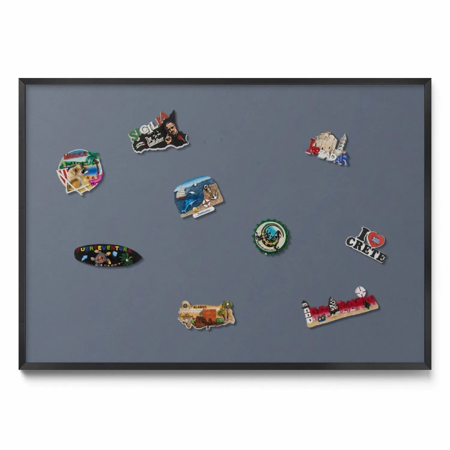 Tulup Magnettafel Magnetboard für Urlaubsmagnete, Grau mit schwarzem Rahmen, B/H: 100 x 70 cm - Bild 2