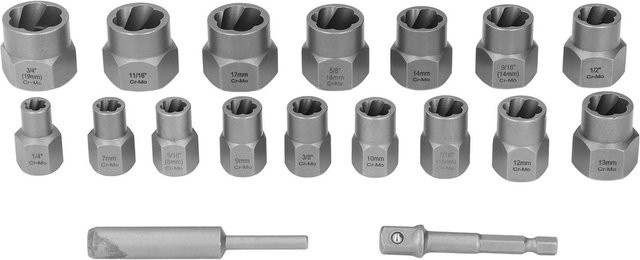 TOMTOP JMS 18-teiliges Schraubenausdreher-Set aus Chrom-Vanadium und Edelstahl in Silber zum Entfernen abgebrochener Bolzen und beschädigter Muttern - Bild 1