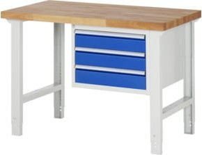 Rau Werkbank höhenverstellbar mit 3 Schubladen, B: 125 cm, T: 70 cm, H: 79-114 cm - Bild 1