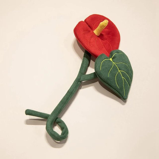 Yiran toy Biegsame Plüschrose aus Textil in Rot als dekorative Kunstblume für dein Valentinstagsgeschenk und deine Wohnkultur - Bild 1