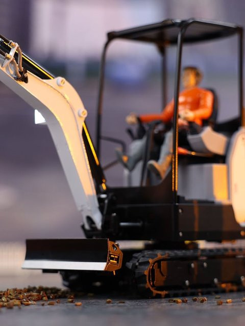 JXMODEL JX E20 RC Mini-Bagger, 1:14 Maßstab, Metall, mit Hydraulik, Geräuschen und Licht, funkgesteuertes Baggermodell - Bild 1