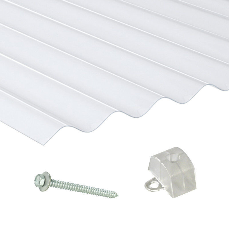 Terrassendach-Set Sinusplatte aus PVC von Friedrich von Lien AG, klarbläulich, Profil 8, 1,4 mm Stärke - Bild 1