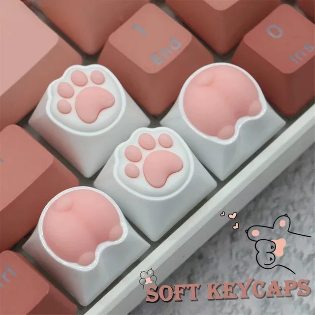 Ninth World Rosa Katzenklaue Silikon Tastenkappe für mechanische Tastaturen mit Herz-Design - Bild 1
