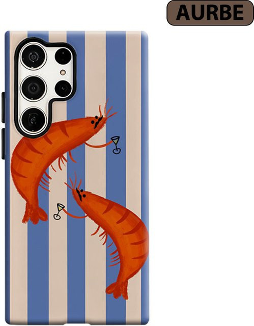 Aurbe Handyhülle für Samsung Galaxy S26 S25 S24 S23 Ultra Plus mit HD Hard Shrimps Cheers Design in Multicolour - Bild 1