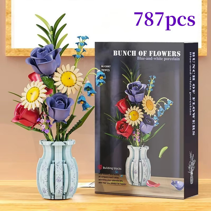 FUNXINEE Blumenstrauß-Bausteine, 787 Teile, mit Vase - Bild 2