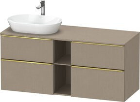 Duravit Waschtischunterschrank D-Neo in Weiß und Beige, Wandmontage, mit 2 Schranktüren und internen Schubladen, glänzend - Bild 1