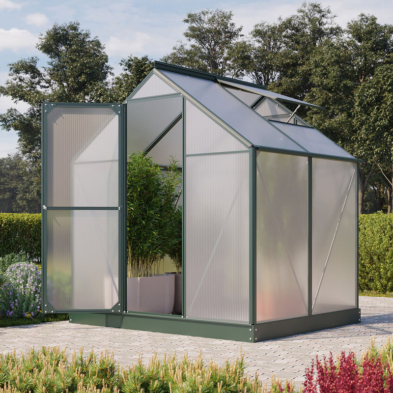 Vitavia Gewächshaus Eos 3100 in Smaragdgrün mit 3,1 m² Fläche, Polycarbonat-Platten und Schwingtür - Bild 5