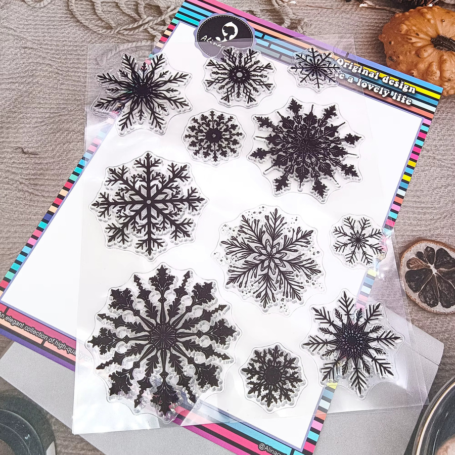 Alinacutle Silikon Stempel mit Weihnachtsschneeflocken Design in Transparent für Papierhandwerk und Bastelarbeiten - Bild 3