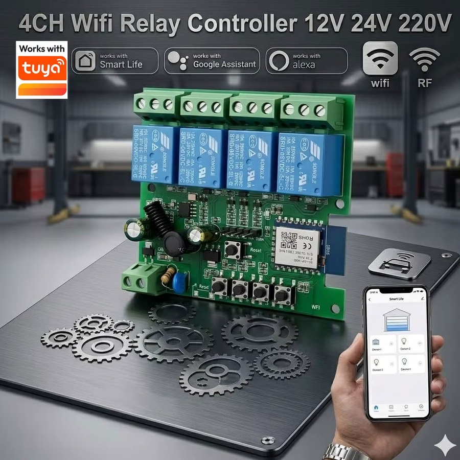 Scimagic-RC WLAN Smart Switch Hausautomations-Controller mit Tuya App-Steuerung für Alexa und Google Home, 1/2/4-Kanal, RF 433 Relais, 12V 24V 220V - Bild 2