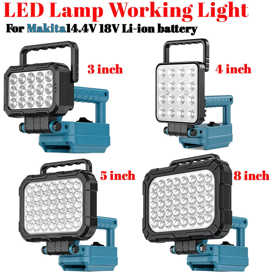 Makita Kabellose LED-Arbeitsleuchte in Schwarz für 14,4–20 V Li-Ionen-Akkus mit USB-Haken und verstellbarem Winkelgriff - Bild 4