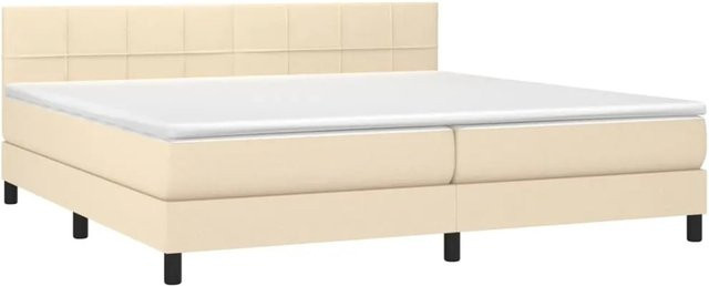 vidaXL Boxspringbett mit Matratze in Beige, Hybrid-Design mit LED-Unterbettbeleuchtung und USB-Ladeport, B/T: 200 x 200 cm - Bild 1