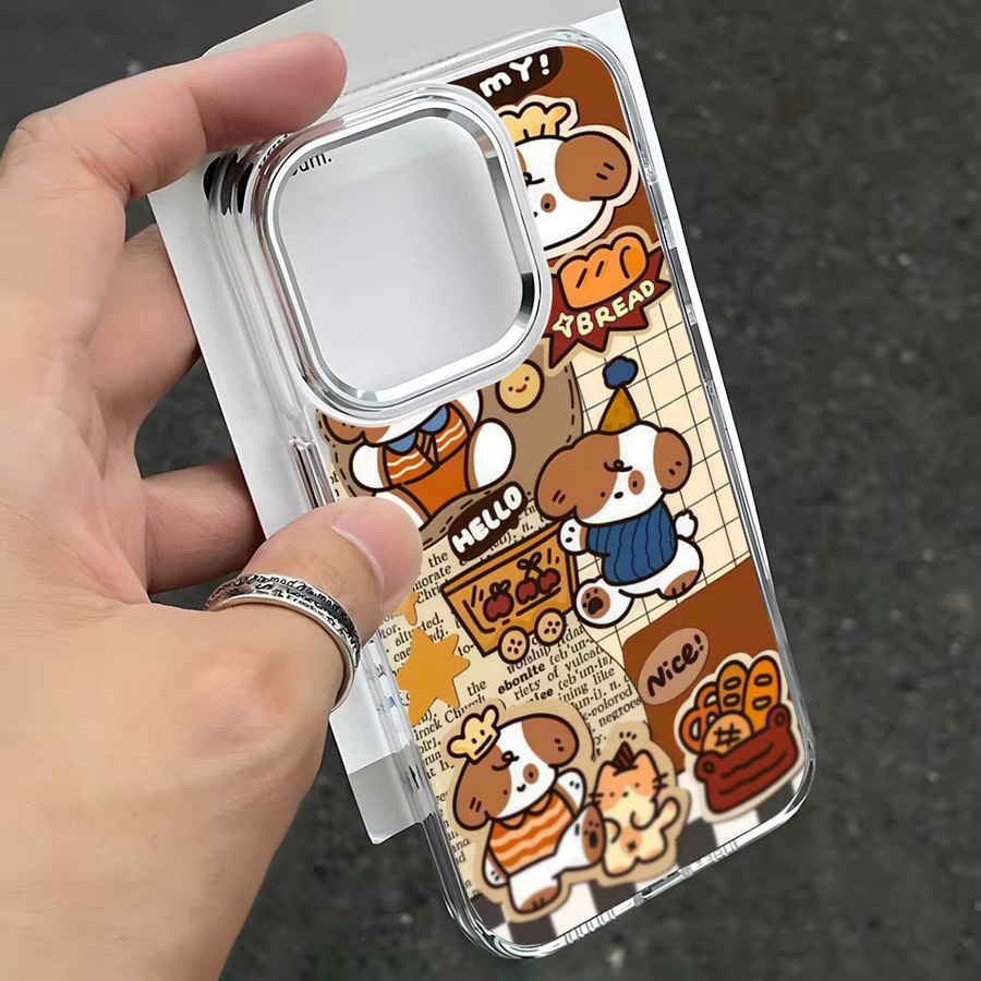 Braune Welpen-Handyhülle aus weichem Silikon für Apple iPhone 17 Pro Max, 16, 15, 14, 13, 12 mit transparenter Stoßstangen-Rückseite und luftstoßfestem Schutz - Bild 2