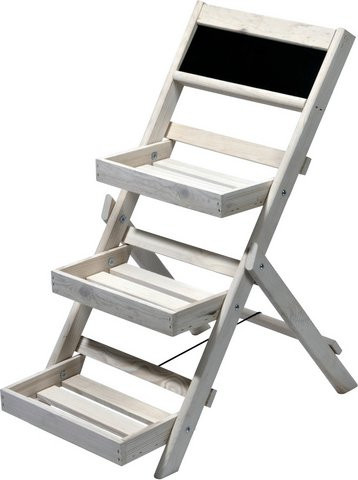 Klappbare Pflanztreppe Dobar aus Kiefernholz mit drei Stufen in Weiß, B/H/T: 38,5 x 69 x 49,5 cm - Bild 2