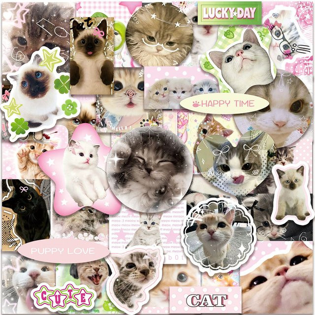 GOGOTU Katzen-Graffiti-Aufkleber, 50-teiliges Set, multicolor - Bild 1