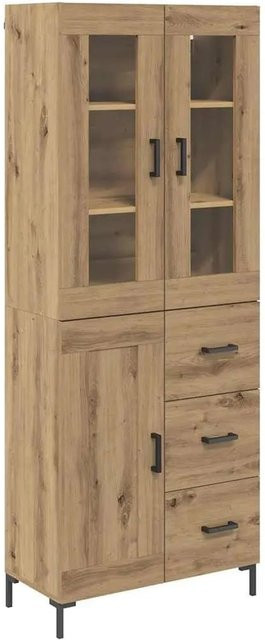 vidaXL Highboard 2-teilig Artisan-Eiche in Braun mit Glastüren und Regalen, B/T/H: 69,5 x 34 x 180 cm - Bild 1