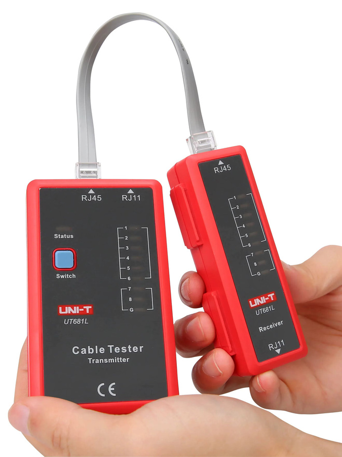 UNI-T UT681L Kabeltester Tracker für RJ45 und RJ11 zur Fehlerdiagnose von UTP/STP und Telefondrähten in Rot - Bild 3