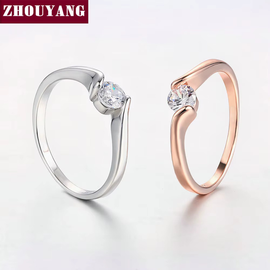 ZHOUYANG Ehering, Roségold, Zirkonia, Damen, Verlobung - Bild 4