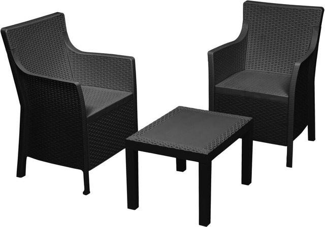 ProGarden Loungeset Magnolia in Anthrazit aus Kunststoff mit Lounge-Sesseln, Couchtisch und Kissen für Garten und Terrasse - Bild 1