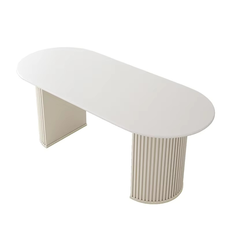 DUTRIEUX Esstisch in minimalistischem Design mit ovaler Tischplatte und Metallbeinen in Weiß - Bild 2