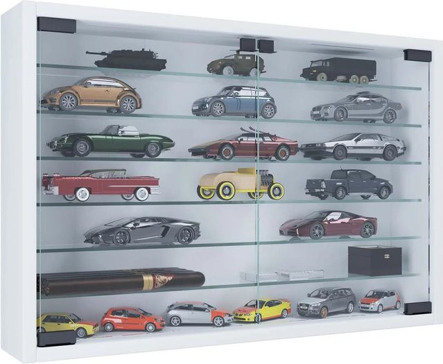 VCM Hängevitrine Mandosa XL in Weiss mit ESG-Sicherheitsglas und Glastüren, B: 60 cm, H: 40 cm, T: 10 cm - Bild 3