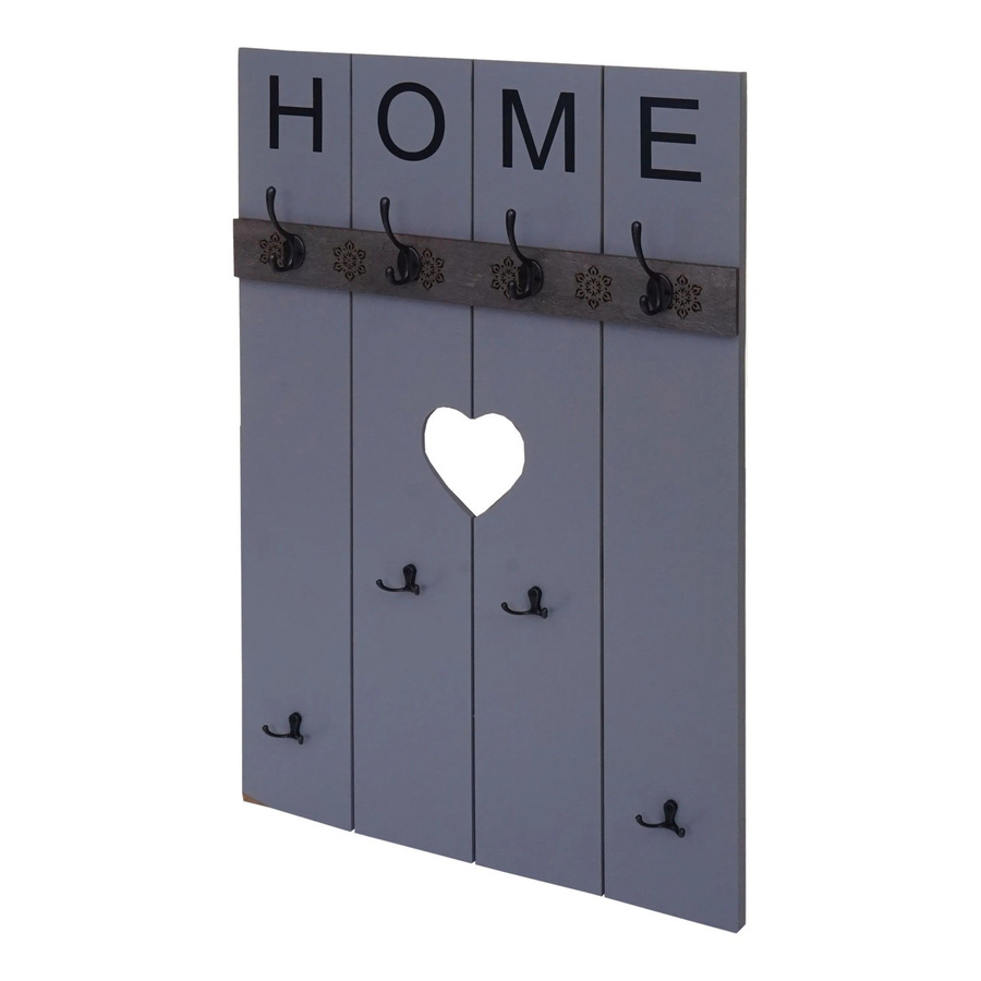 Wandgarderobe MCW C89 Home aus Paulowniaholz im Shabby-Look Vintage mit 8 Haken, grau-blau, B: 91 cm, H: 60 cm - Bild 3