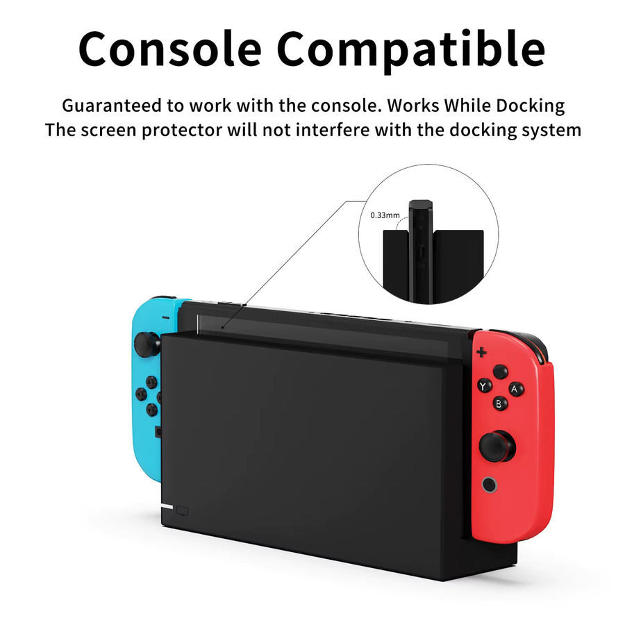 Bibuks Displayschutzfolie aus gehärtetem Glas für Nintendo Switch OLED, transparent, 9H Härte, HD, blasenfrei mit automatischem Ausrichtungsset - Bild 2