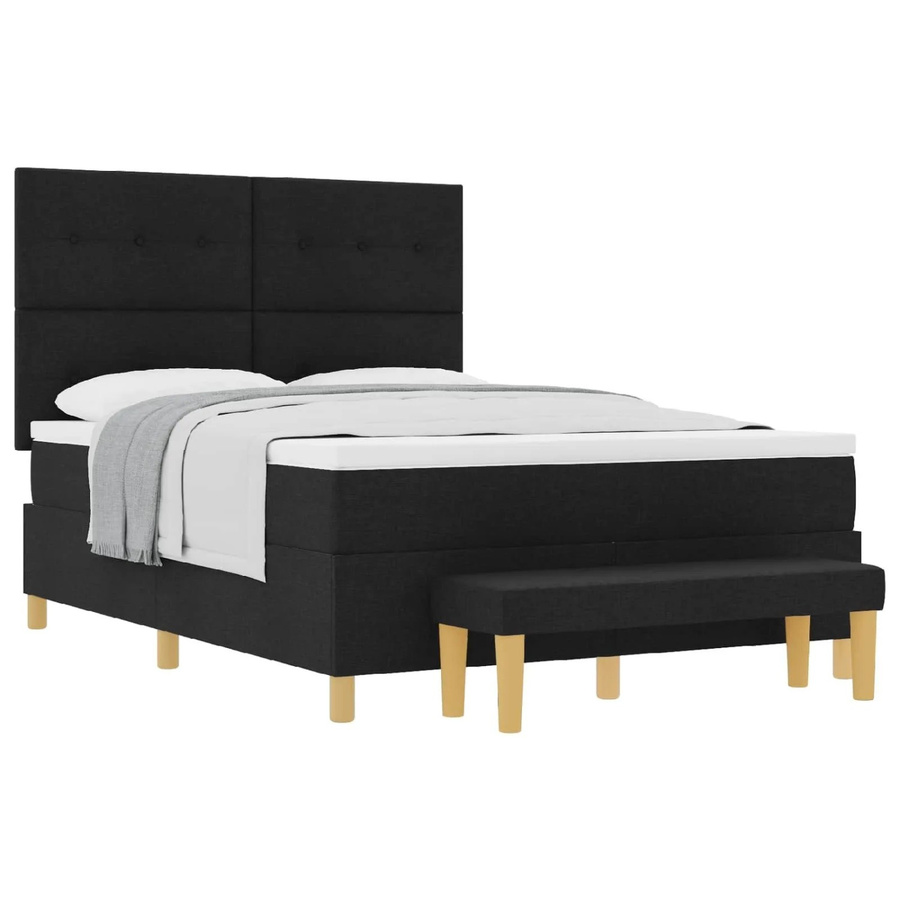 vidaXL Boxspringbett mit Matratze Schwarz Stoff B/T/H: 160 x 200 x 128 cm - Bild 2