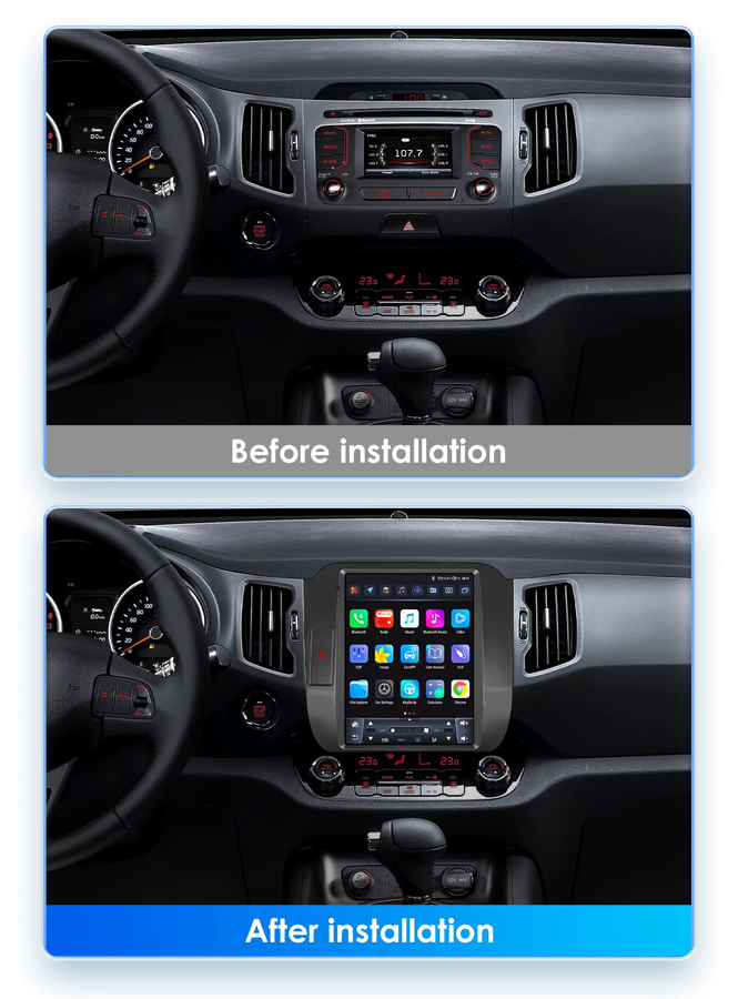 Hizpo Android Auto Radio für KIA Sportage 3 (2010-2016) mit Carplay, 4G, GPS und Multimedia-Funktionen in Schwarz - Bild 2