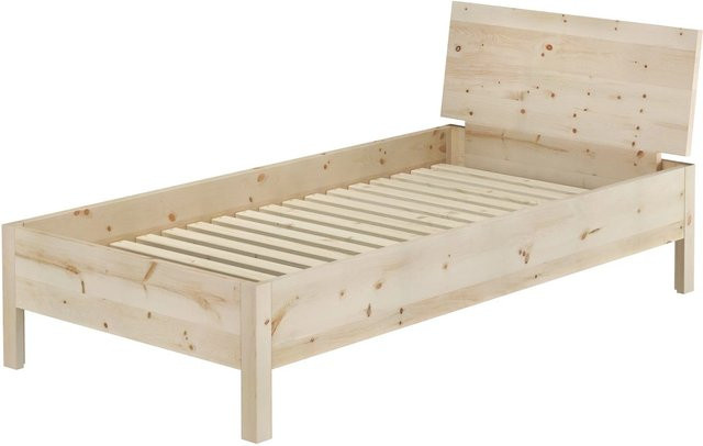 Erst-Holz Massivholzbett Zirbe Modell 95 unbehandelt B/T/H: 100 x 200 x 96 cm inkl. Rollrost - Bild 1