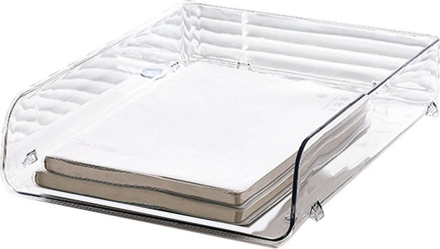 mfySpace A4 Papier Aufbewahrungsbox aus Kunststoff, stapelbar, transparent/weiß, B: 33,0 cm, H: 26,5 cm, T: 7,5 cm - Bild 1