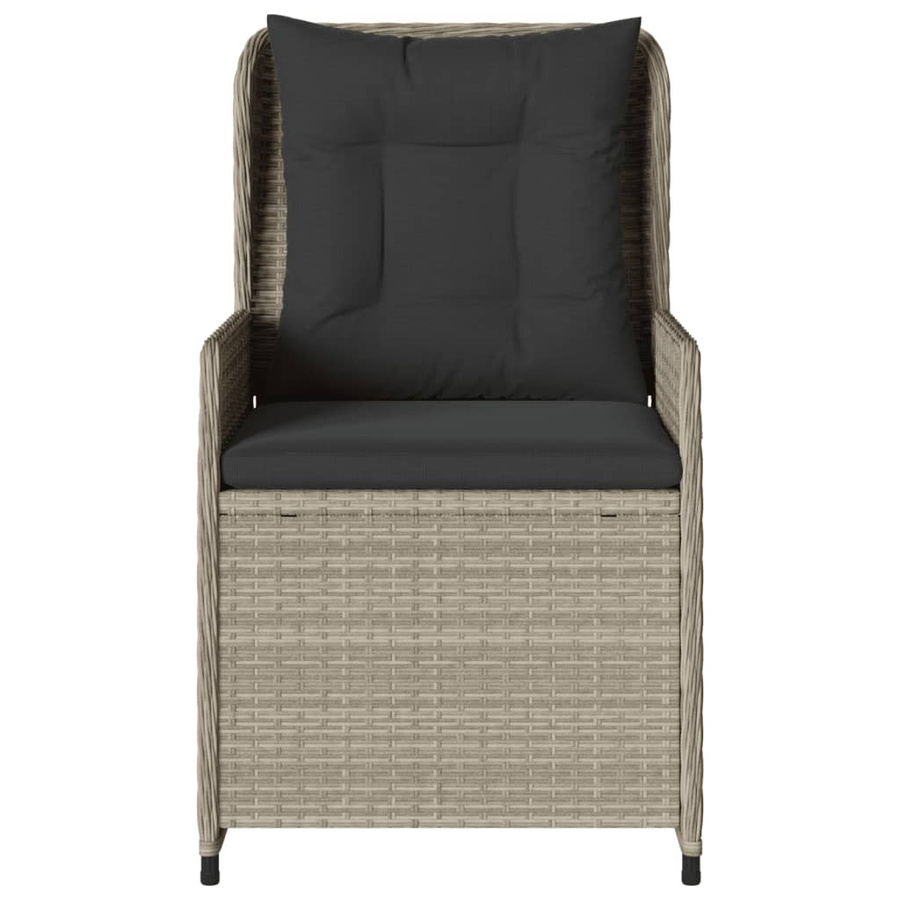 vidaXL Set aus 2 Gartensesseln aus Polyrattan in Grau mit UV-beständigen Kissen und Armlehnen - Bild 4