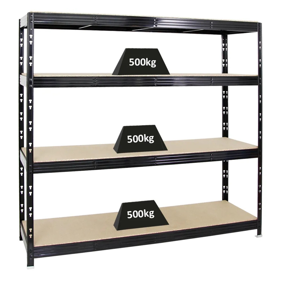 PROREGAL Profi Schwerlastregal Rhino mit 4 verstellbaren Spanplatten-Ebenen, Schwarz, H x B x T: 180 x 200 x 60 cm - Bild 2