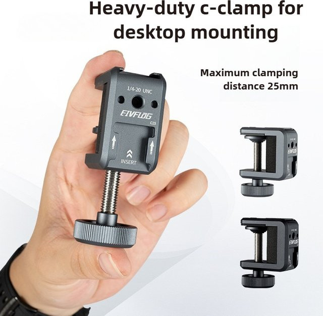 Ideaway Multifunktionale Krabbenklemme aus Metall mit 360 Grad Ballhead Magic Arm Kugelkopf-Adapter für DSLR, Telefon und LED-Leuchten in Schwarz - Bild 1