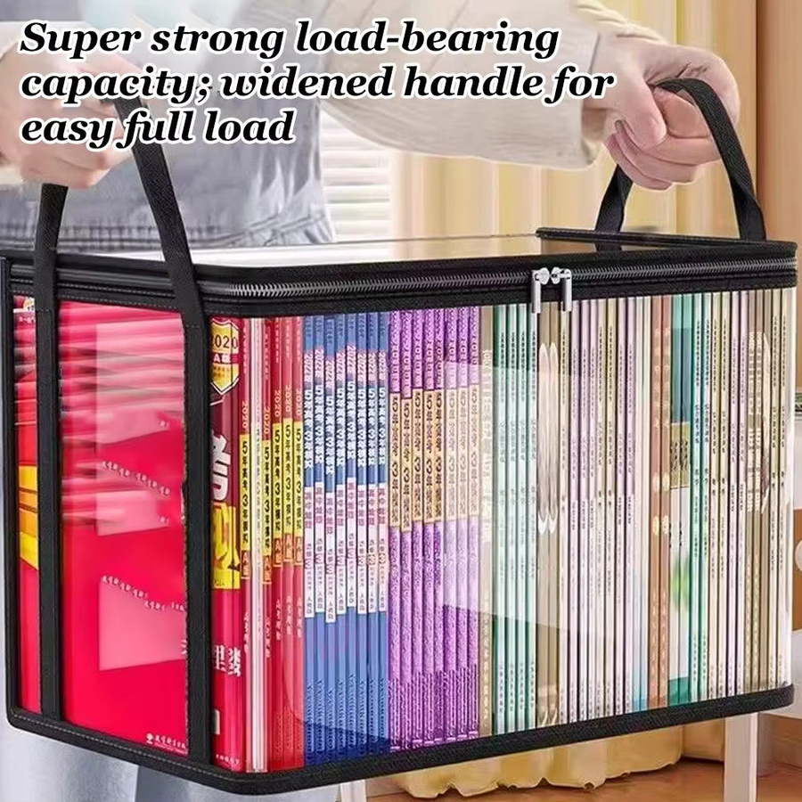 Transparente PVC-Bücher-Aufbewahrungsbox mit Griff als staubdichter und wasserdichter Organizer für Bücher, Spielzeug oder Kleidung - Bild 5