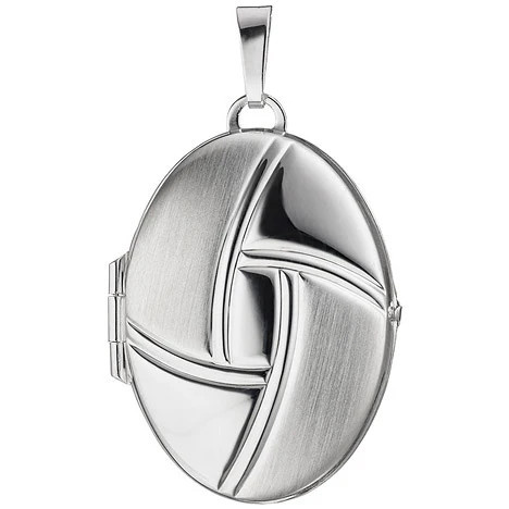 Colfem Medaillon Anhänger, 925 Silber, oval, matt, Unisex - Bild 1