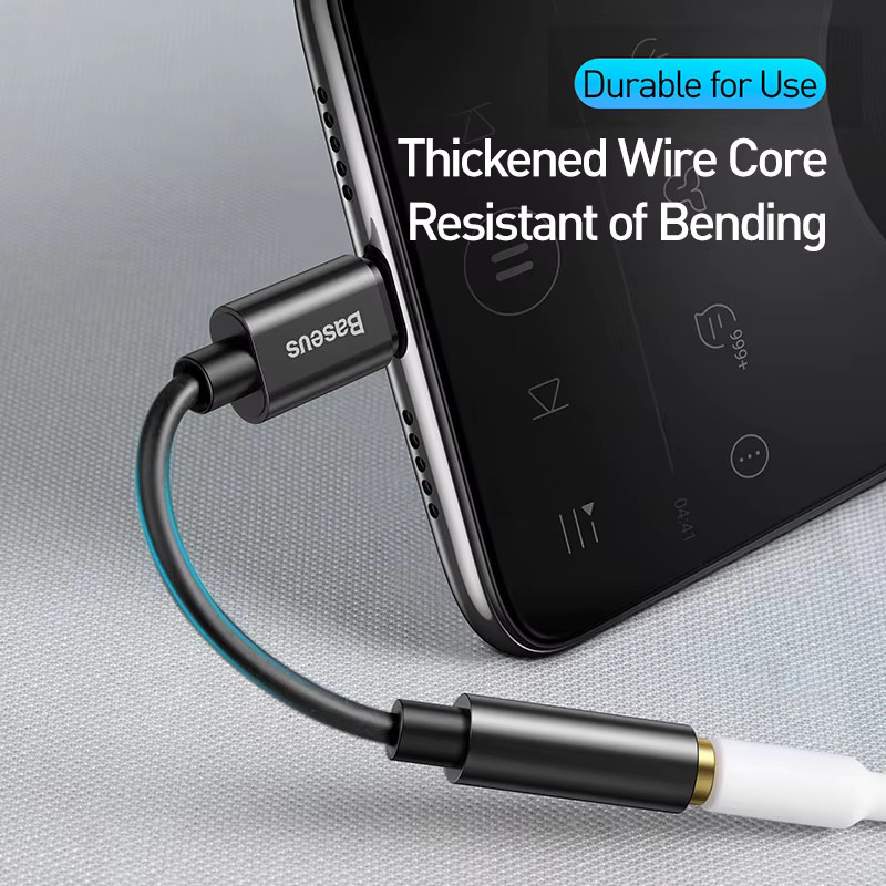 Baseus USB-C auf 3,5 mm Klinke Audio-Adapter für Kopfhörer in Schwarz oder Grau - Bild 3