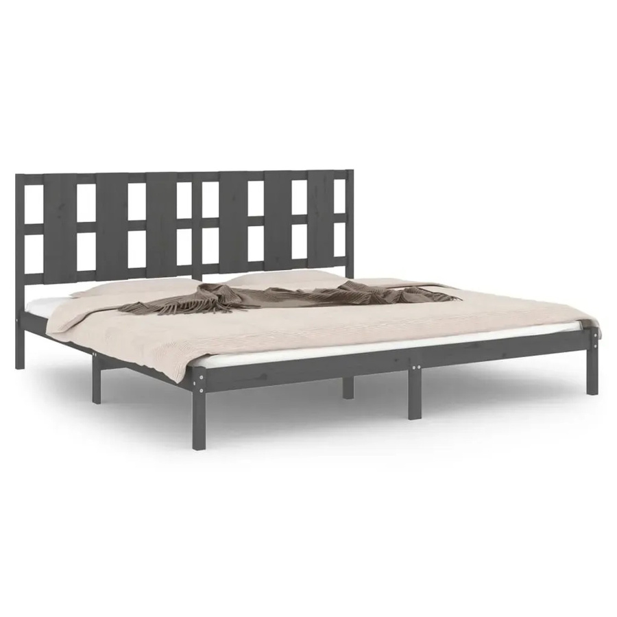 vidaXL Massivholzbett aus Kiefer in Grau, B/T: 200 x 200 cm - Bild 2