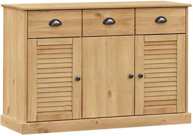 vidaXL Sideboard VIGO aus Massivholz Kiefer in Braun mit Jalousie-Design, B/T/H: 113 x 40 x 75 cm - Bild 1