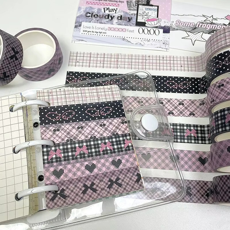 6er Set Kawaii Washi-Tape mit Retro Frucht-Motiven in Multicolour für Schule und Bastelarbeiten - Bild 2