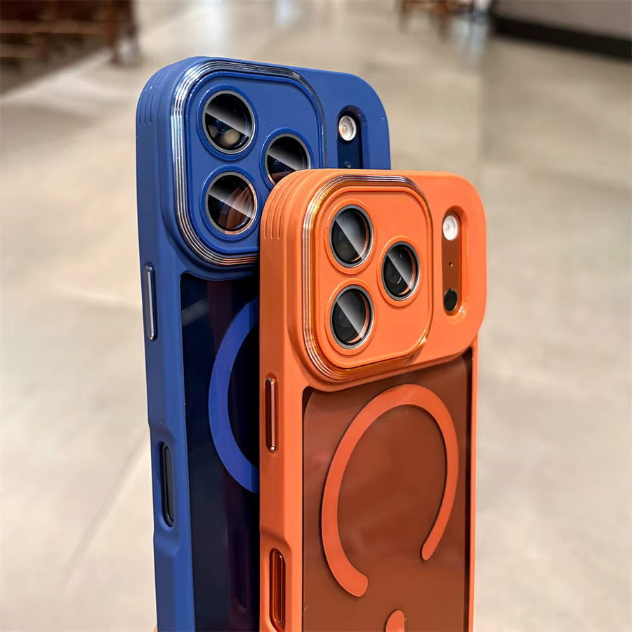 Xeber Magnetische Metall-Linsenschutz-Hülle für iPhone kompatibel mit iPhone 17 Pro Max 16 15 14 13 12, Transparent, Unterstützt kabelloses Laden - Bild 1