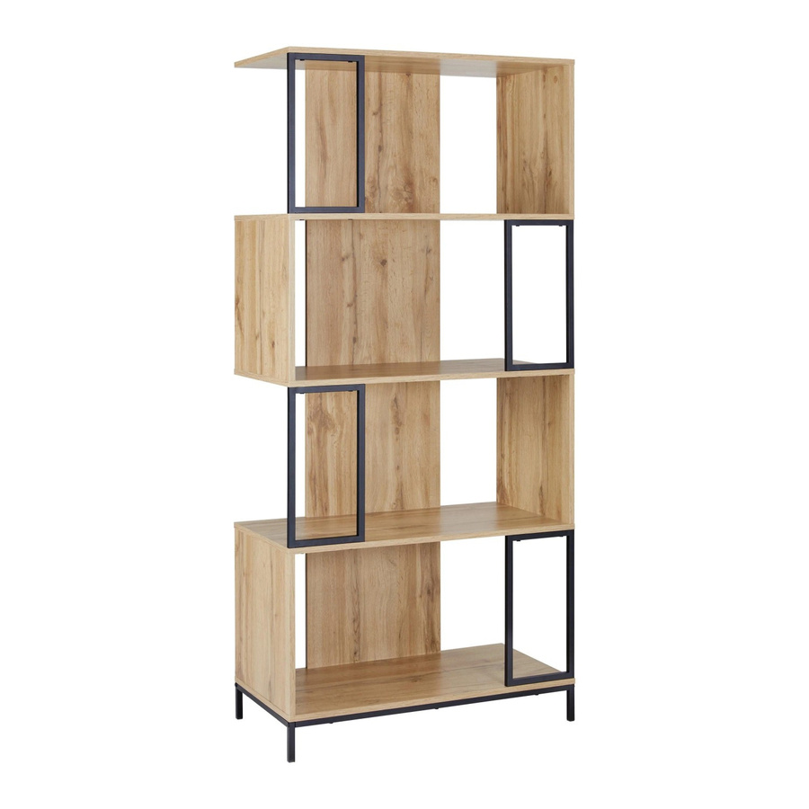 Bessagi Home Regal Geny im Industrial Design aus MDF und Metall, Farbe Eichefarben/Schwarz, B/T/H: 40,0 x 178,0 x 80,0 cm - Bild 2
