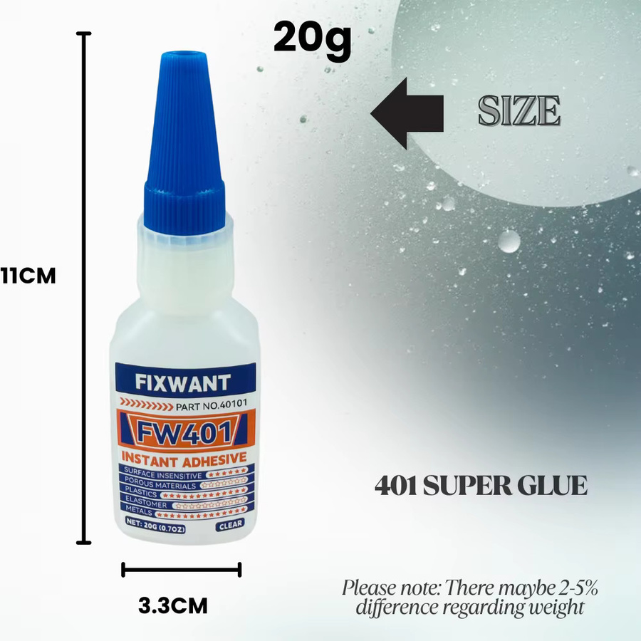 FIXWANT Sekundenkleber 401 Elastomer Universalkleber für Metalle und oberflächenempfindliche Kunststoffe, 20 g - Bild 2