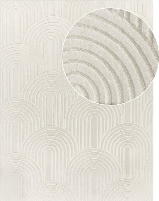 Fellteppich Lelystar in Creme mit High-Low-Effekt, rutschfest und fußbodenheizunggeeignet, B/T: 200 x 280 cm - Bild 1