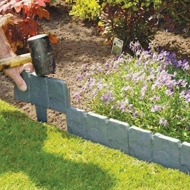 30 Stück Aimo Landschaftsrand Begrenzungskante aus Kunststoff in Grau für deinen Garten und Rasen - Bild 1