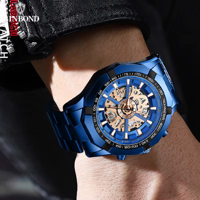 Binbond Armbanduhr Edelstahl, Bicolor, Quarz, Herren - Bild 3